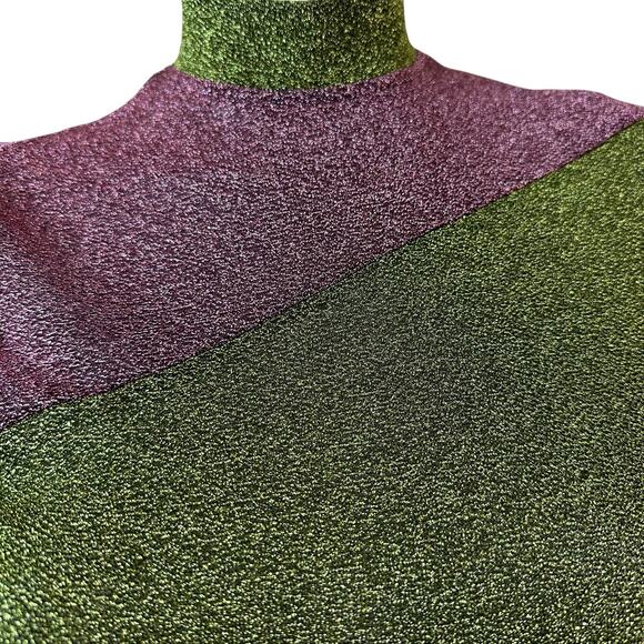 Miuniku Metallic Pink & Green Mock Neck Lightweight Sweater sz XS - Picture 5 of 7